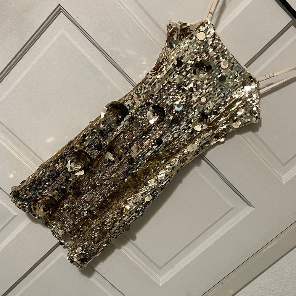 Sequin Mini Dress in Gold and Silver